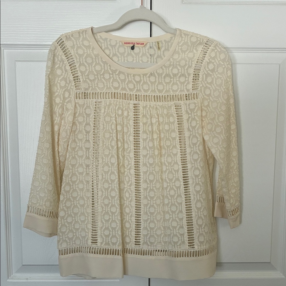 Rebecca Taylor Ivory Lace Blouse 0